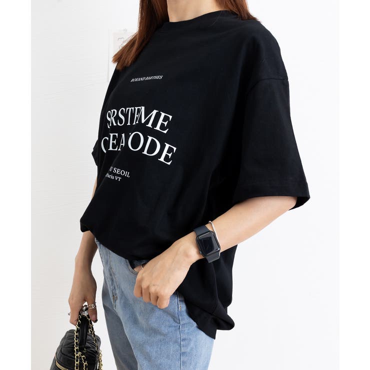 ロゴプリントTシャツ 半袖韓国風トップス[品番：II000012576