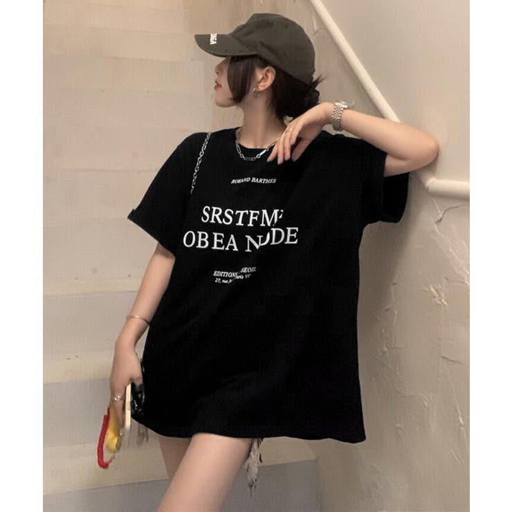 ロゴプリントTシャツ 半袖韓国風トップス | Miniministore | 詳細画像3 