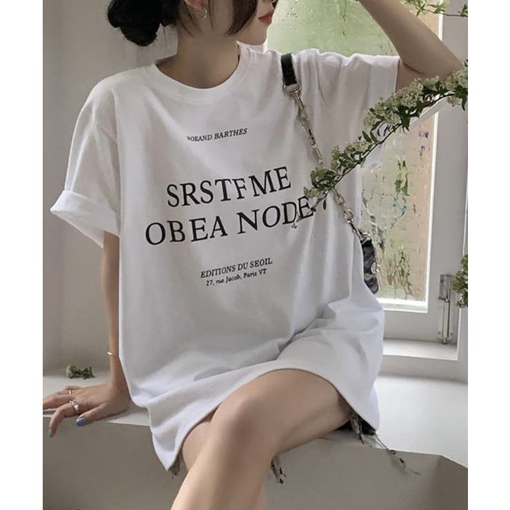 ロゴプリントTシャツ 半袖韓国風トップス | Miniministore | 詳細画像6 