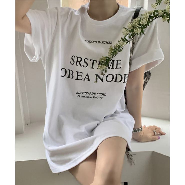 ロゴプリントTシャツ 半袖韓国風トップス | Miniministore | 詳細画像8 