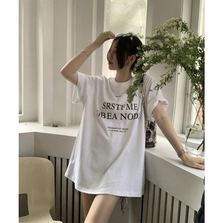 ロゴプリントTシャツ 半袖韓国風トップス | Miniministore | 詳細画像9 