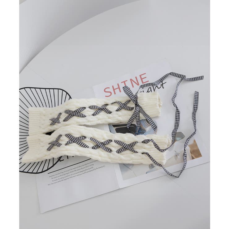 レースアップニットレッグウォーマー暖かい | Miniministore | 詳細画像16 