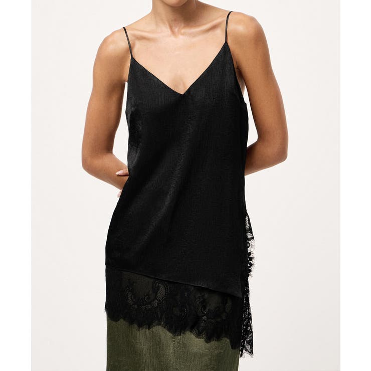 サテン調レーストリムキャミソールVネック | Miniministore | 詳細画像3 