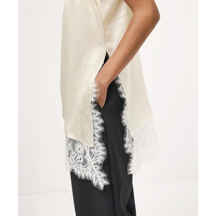 サテン調レーストリムキャミソールVネック | Miniministore | 詳細画像7 