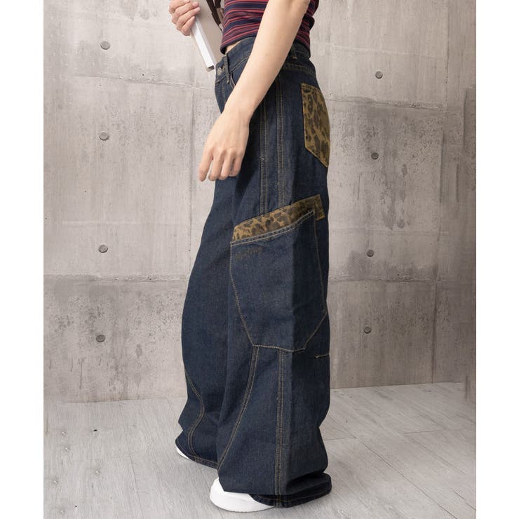 デニムカーブパンツ レオパード柄ポケット | Miniministore | 詳細画像25 