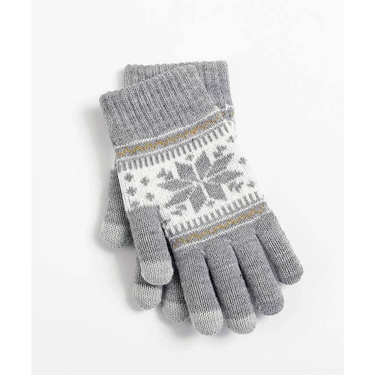 グレー | ノルディック柄手袋 スマホ対応暖かい手袋 | Miniministore