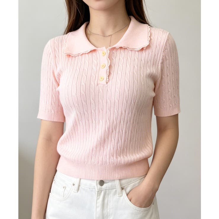 ピンク | レディース ニットトップス 通勤通学サマーニットプルオーバー | SUNSHINE CLOSET