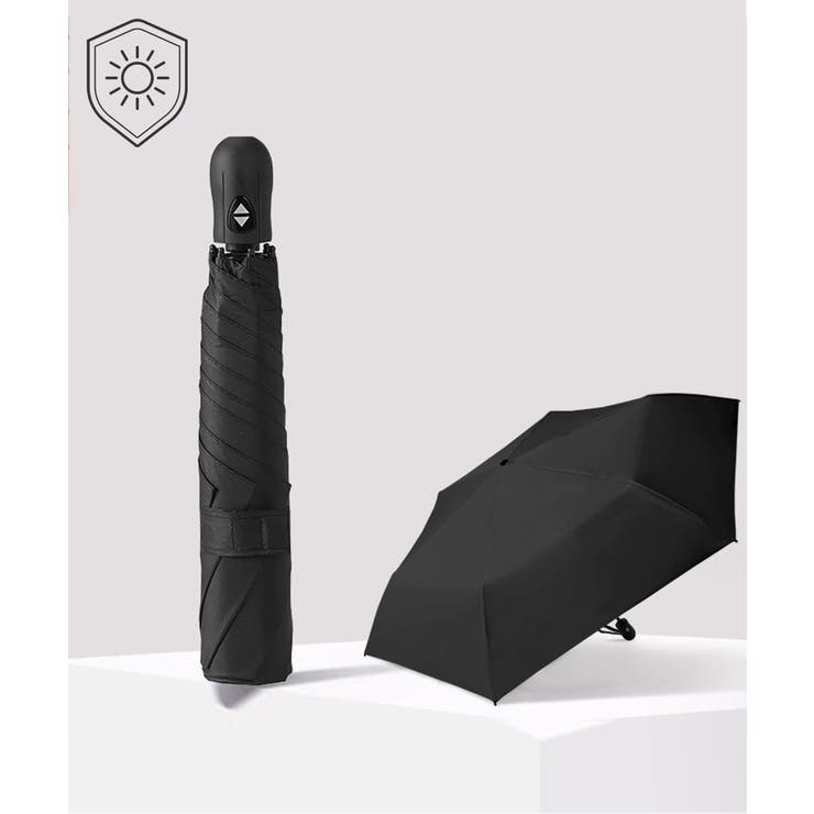 ブラック | 自動開閉三つ折り傘 ワンタッチ晴雨兼用傘 | Miniministore