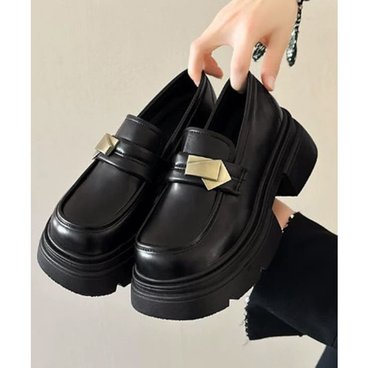 ブラック*スムース | 厚底ローファー チャンキーヒールシューズ | Miniministore