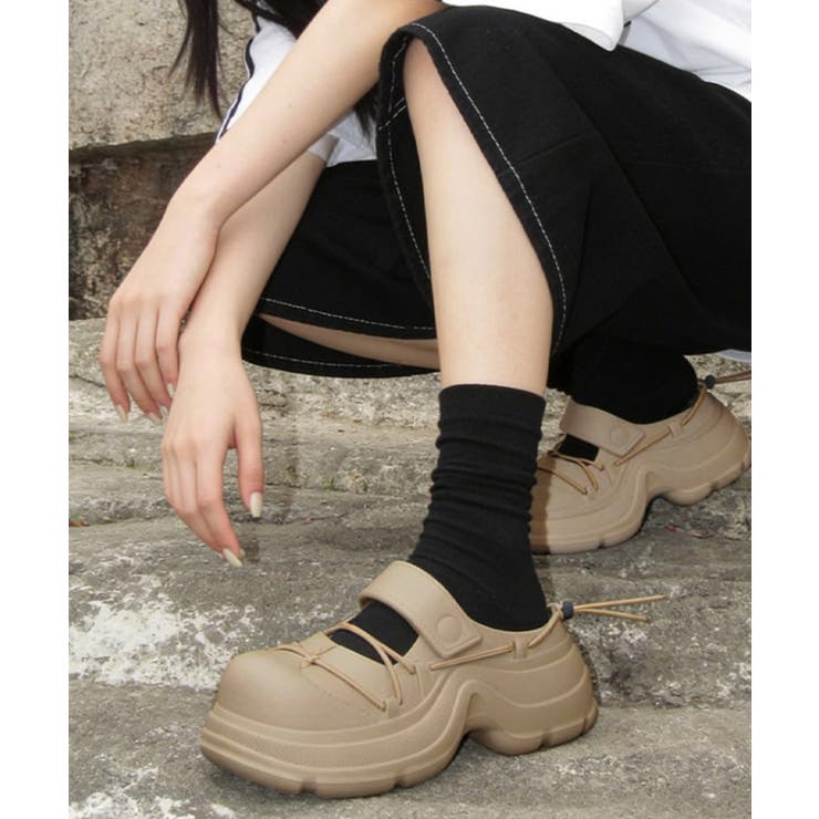 ダークベージュ | クロッグサンダル厚底クロスコードサンダル | Miniministore