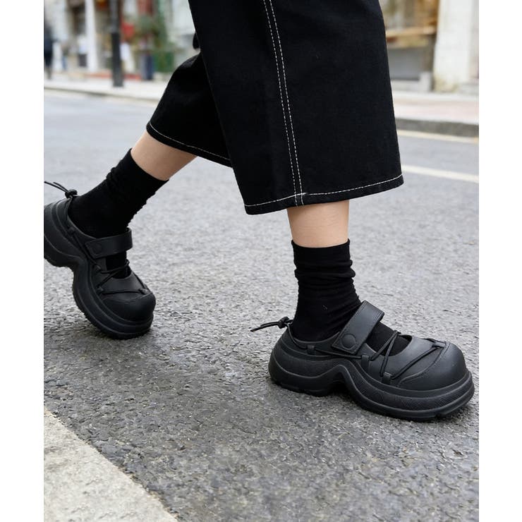 ブラック | クロッグサンダル厚底クロスコードサンダル | Miniministore