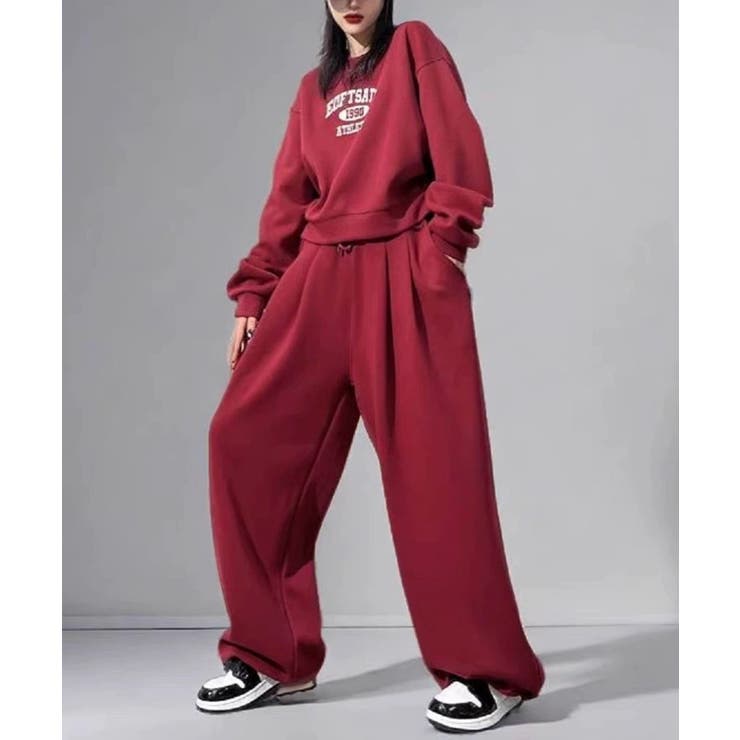 ワインレッド | カレッジロゴスウェットセットアップパンツ | Miniministore