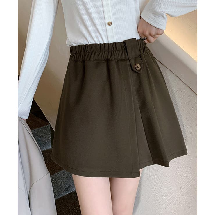 ダークブラウン | プリーツキュロットパンツ ウール風 秋冬 | Miniministore