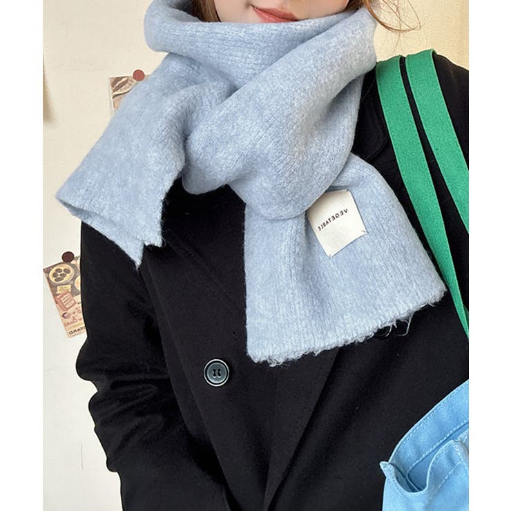 ブルー | ニットマフラーカシミア風ネックウォーマー | Miniministore