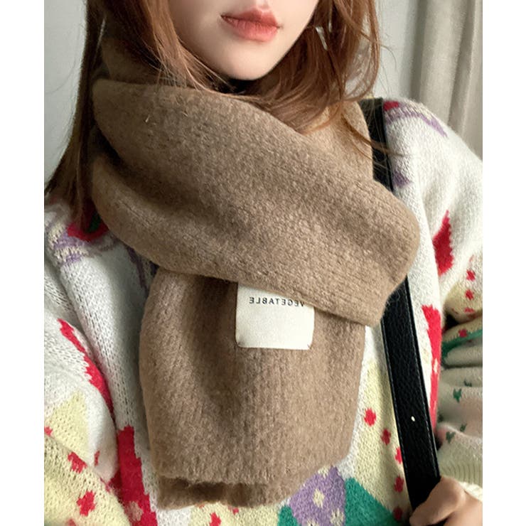 ブラウン | ニットマフラーカシミア風ネックウォーマー | Miniministore