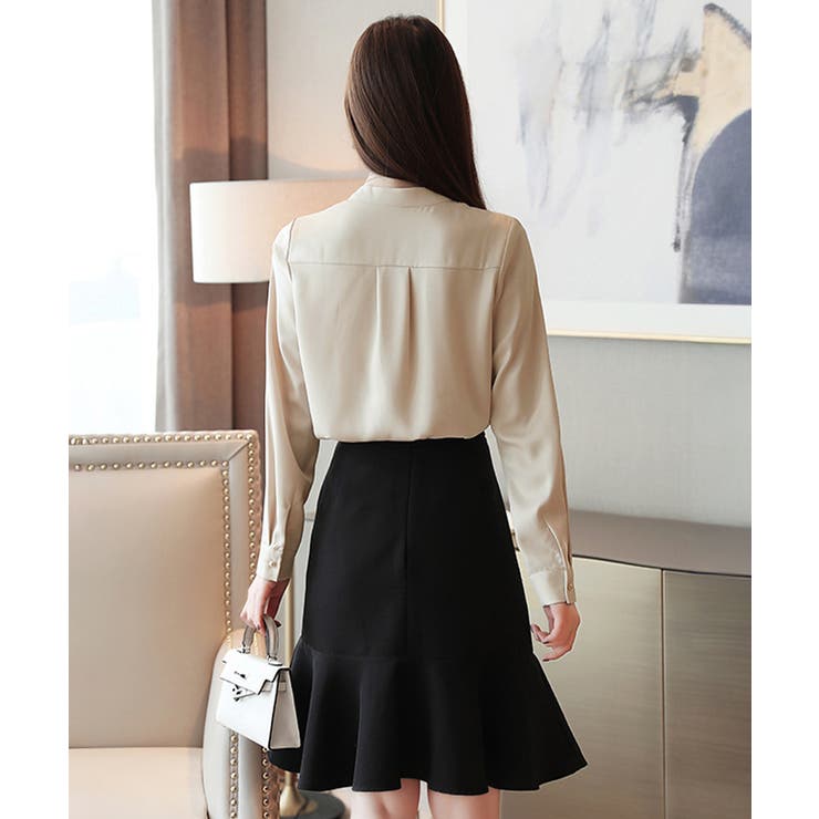 シルク風ブラウス 長袖トップス きれいめ | Miniministore | 詳細画像15 