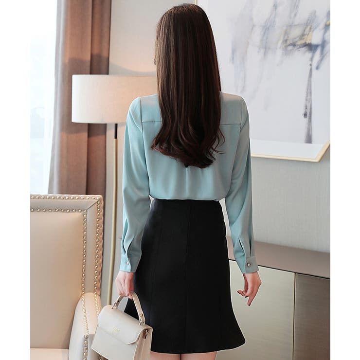 シルク風ブラウス 長袖トップス きれいめ | Miniministore | 詳細画像19 