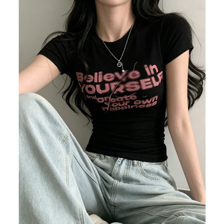 タイトロゴTシャツグラフィック半袖韓国風 | Miniministore | 詳細画像15 