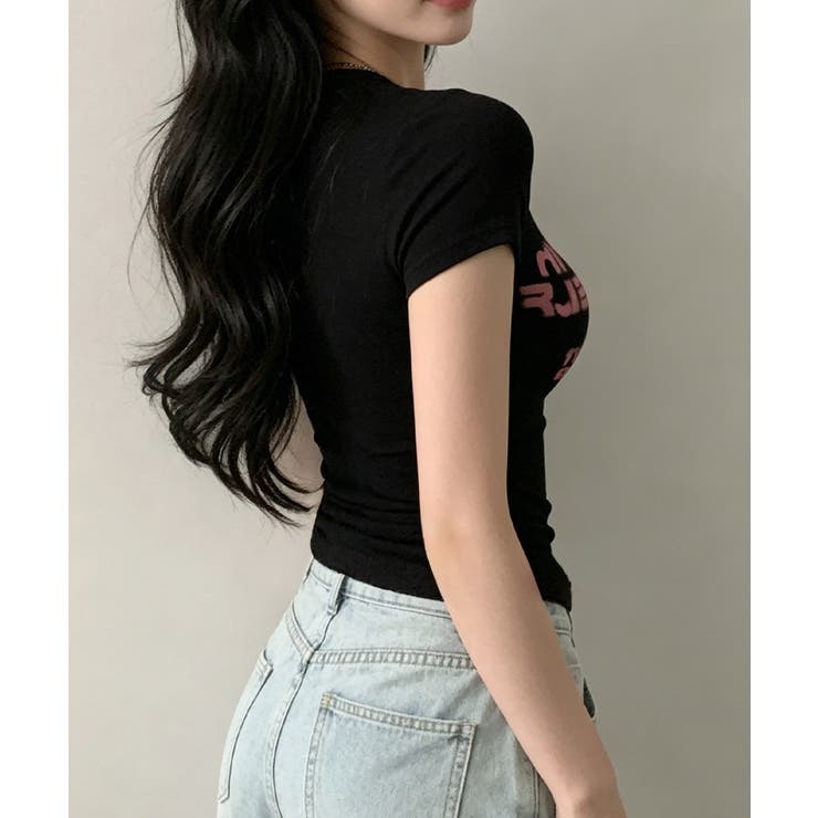 タイトロゴTシャツグラフィック半袖韓国風 | Miniministore | 詳細画像8 