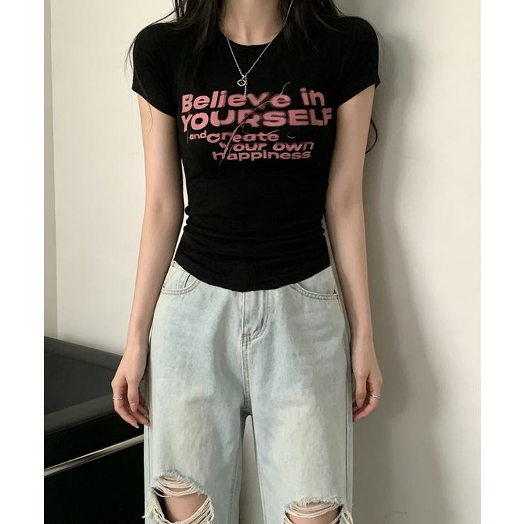 タイトロゴTシャツグラフィック半袖韓国風 | Miniministore | 詳細画像9 