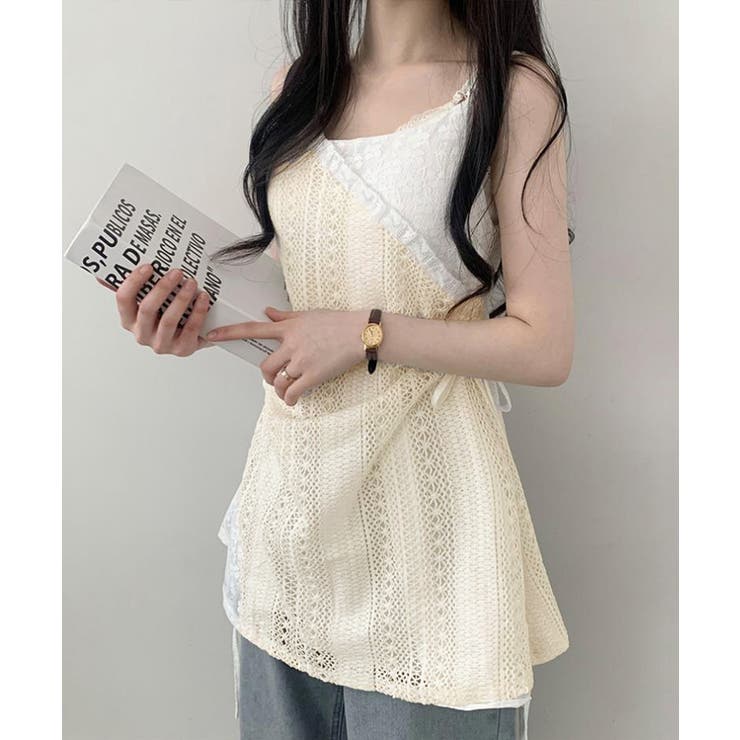 透かし編み レースキャミチュニックリボン | Miniministore | 詳細画像2 