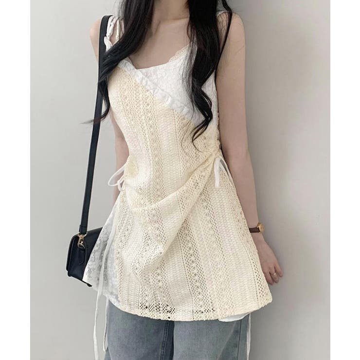 透かし編み レースキャミチュニックリボン | Miniministore | 詳細画像3 