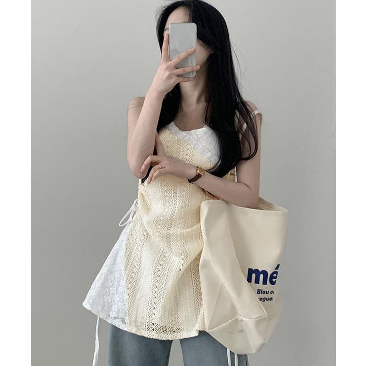 透かし編み レースキャミチュニックリボン | Miniministore | 詳細画像5 