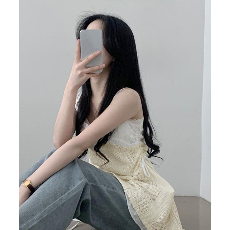 透かし編み レースキャミチュニックリボン | Miniministore | 詳細画像7 