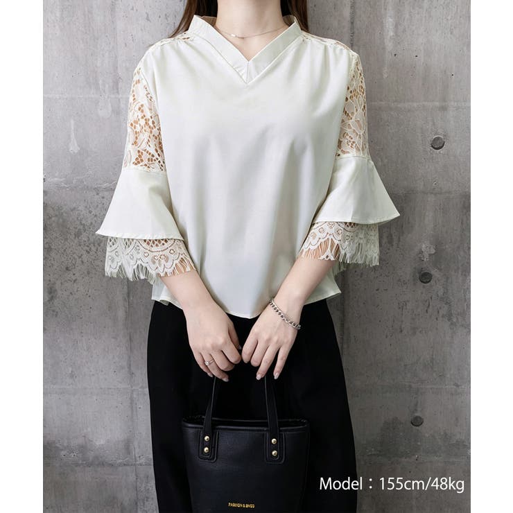 花柄レースVネックブラウスフレア袖春夏服 | Miniministore | 詳細画像10 