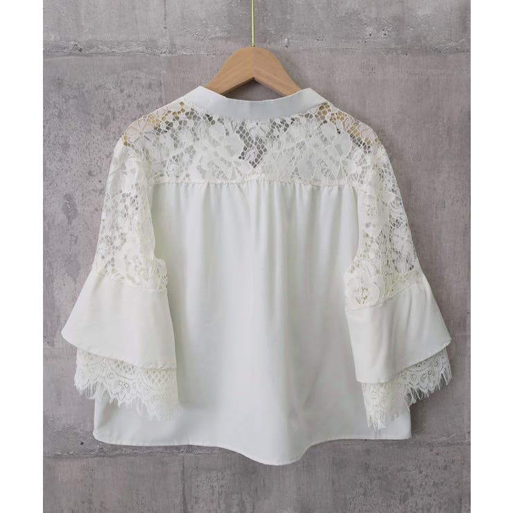 花柄レースVネックブラウスフレア袖春夏服 | Miniministore | 詳細画像14 