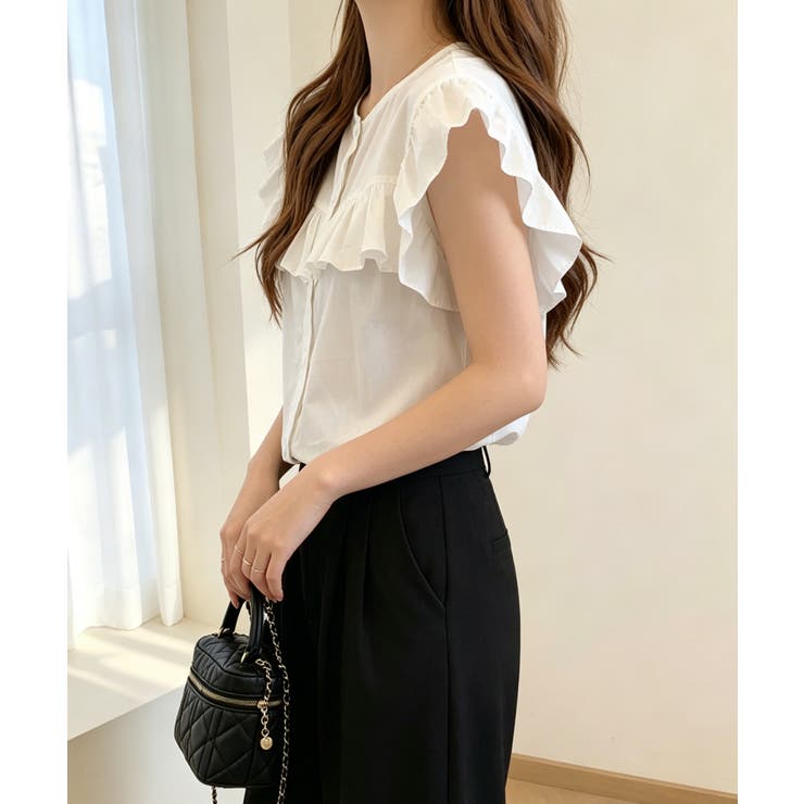 レディースフリルブラウス 半袖シャツ夏服 | Miniministore | 詳細画像14 