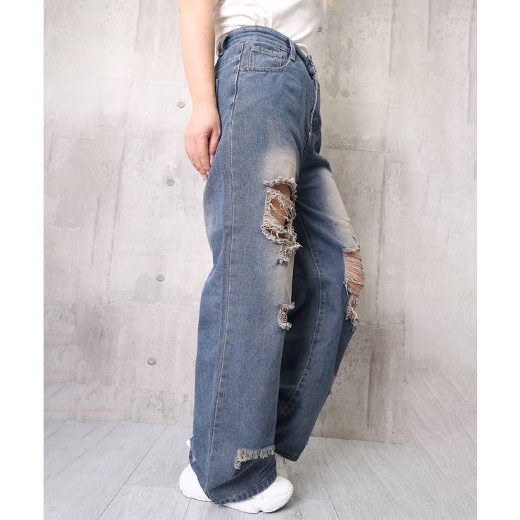ダメージ デニムワイドパンツ レディース | Miniministore | 詳細画像20 