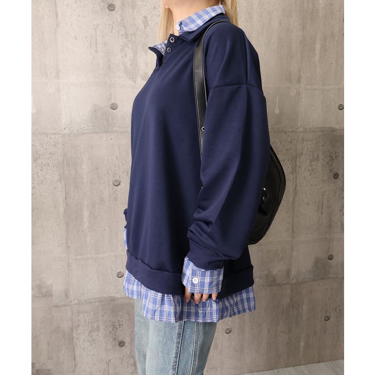 ポロ襟トップスチェックシャツレイヤード風 | Miniministore | 詳細画像27 