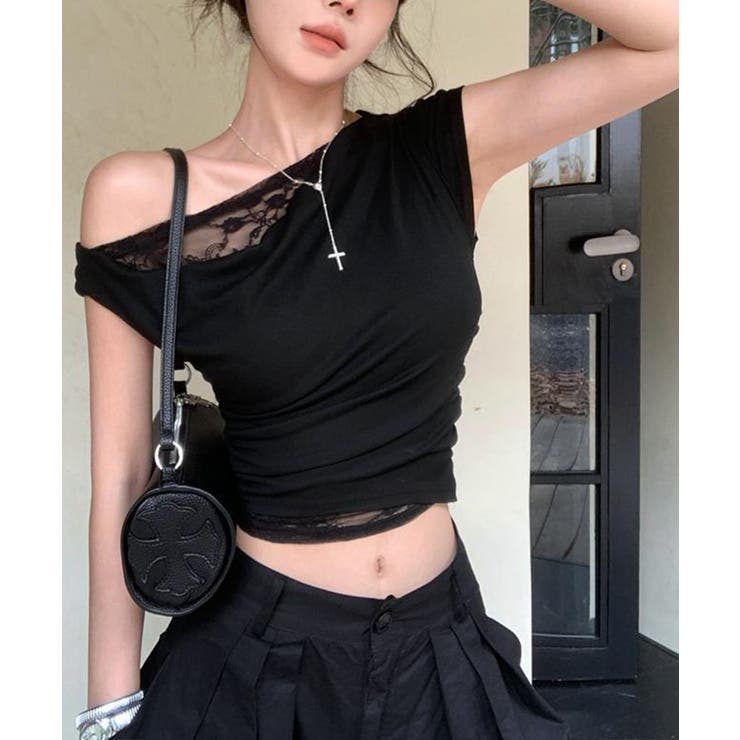 オフショル レースカットソー半袖Tシャツ | Miniministore | 詳細画像12 