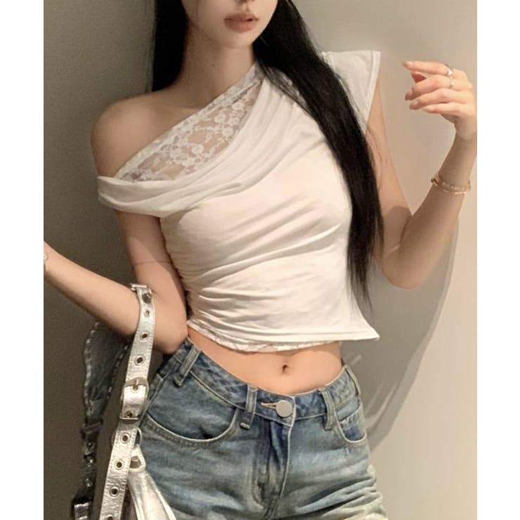 オフショル レースカットソー半袖Tシャツ | Miniministore | 詳細画像15 