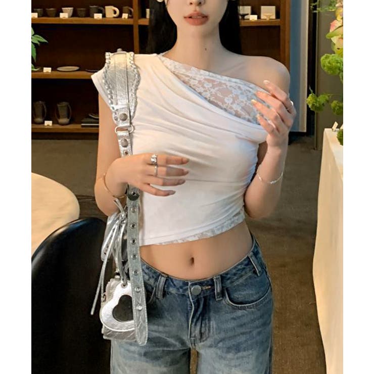 オフショル レースカットソー半袖Tシャツ | Miniministore | 詳細画像16 