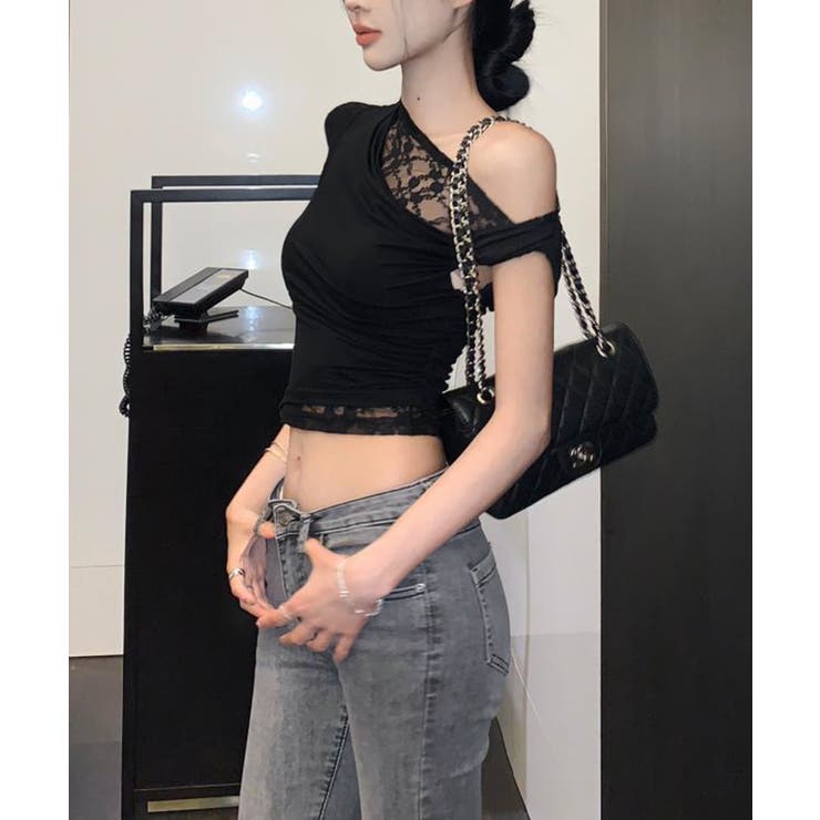 オフショル レースカットソー半袖Tシャツ | Miniministore | 詳細画像19 