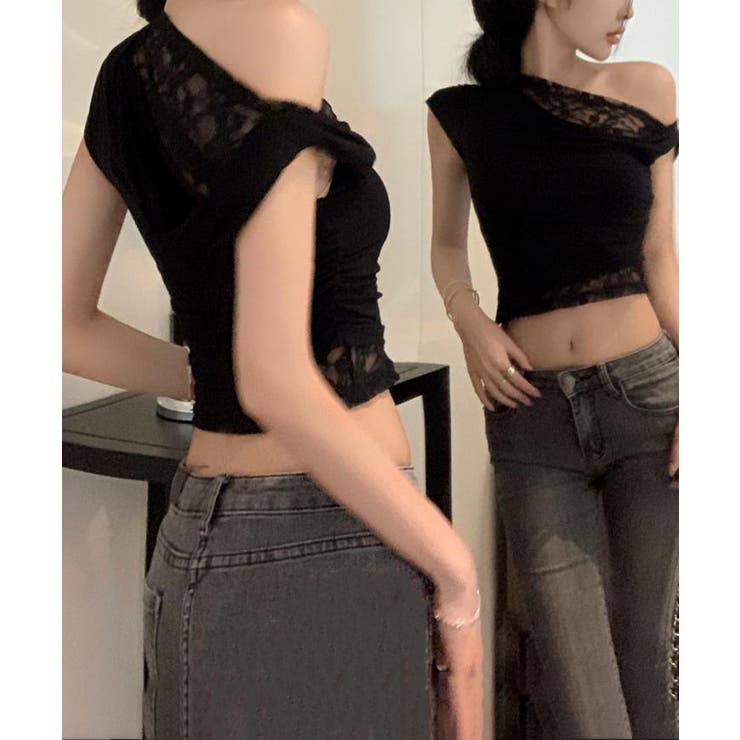 オフショル レースカットソー半袖Tシャツ | Miniministore | 詳細画像20 