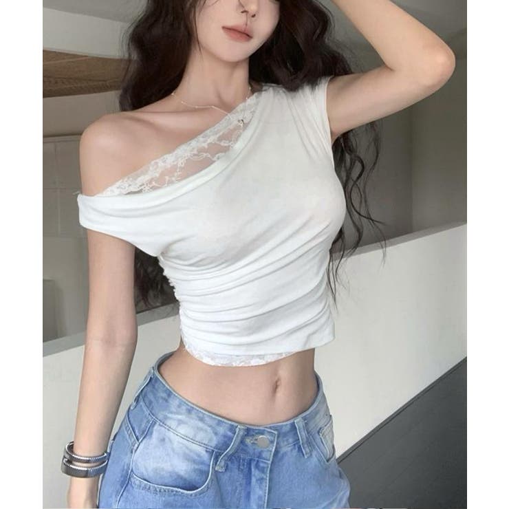 オフショル レースカットソー半袖Tシャツ | Miniministore | 詳細画像4 