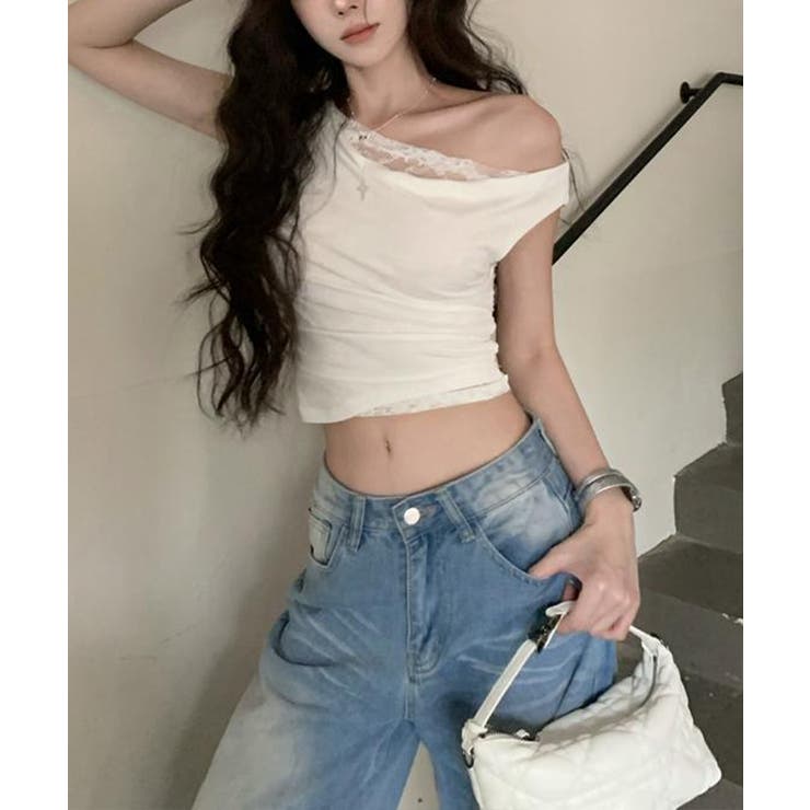 オフショル レースカットソー半袖Tシャツ | Miniministore | 詳細画像6 