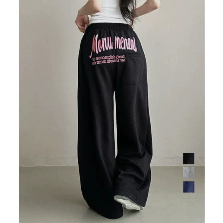 バッグプリントワイドスエットパンツ韓国風 | Miniministore | 詳細画像1 