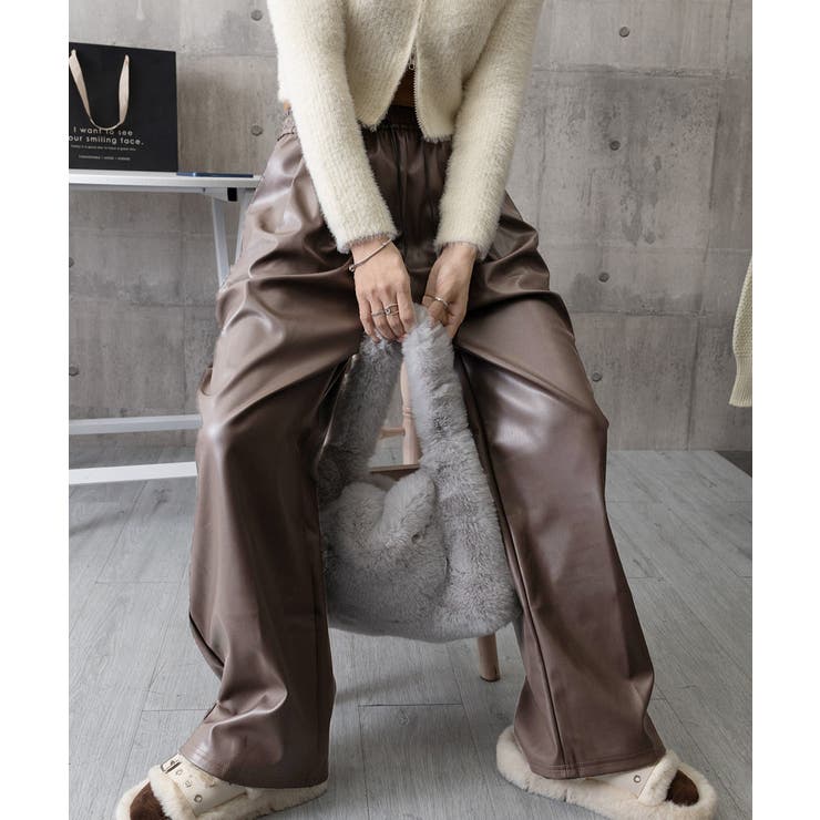 フェイクレザーワイドパンツ ハイウエスト | Miniministore | 詳細画像23 