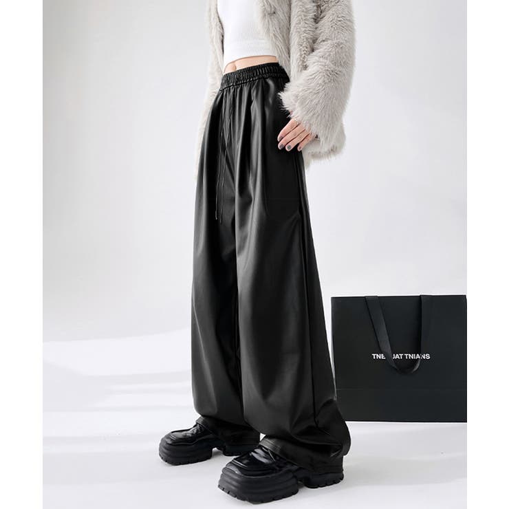フェイクレザーワイドパンツ ハイウエスト | Miniministore | 詳細画像3 