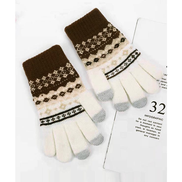 ジャカードニット手袋スマホ対応手袋裏起毛 | Miniministore | 詳細画像2 