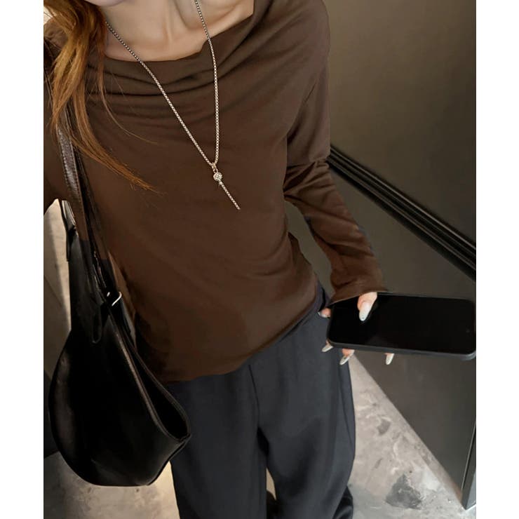 ドレープネックTシャツ 長袖トップス春秋 | Miniministore | 詳細画像13 