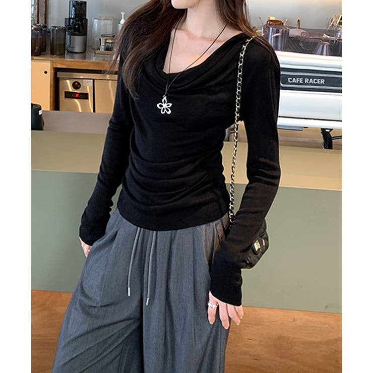 ドレープネックTシャツ 長袖トップス春秋 | Miniministore | 詳細画像6 