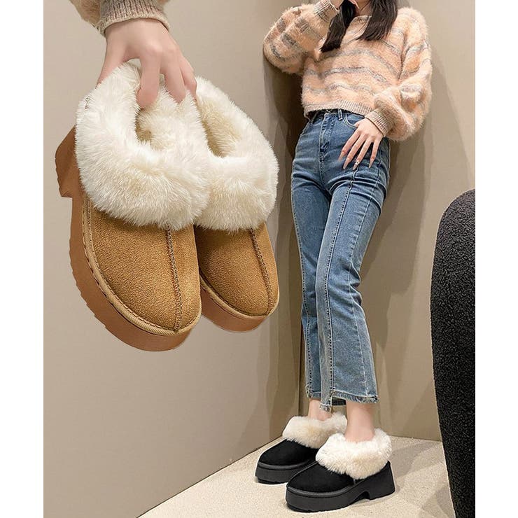 スエード調 ショートムートンブーツ厚底靴 | Miniministore | 詳細画像1 