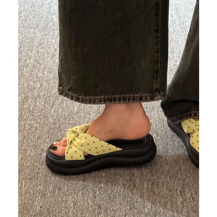 ドット柄クロスリボン厚底サンダル美脚脚長 | Miniministore | 詳細画像10 