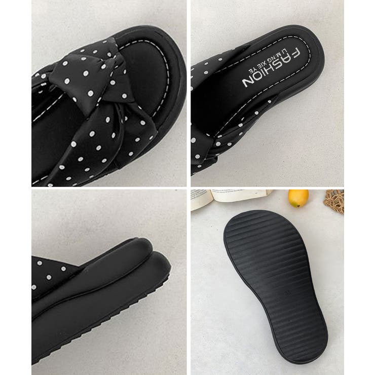 ドット柄クロスリボン厚底サンダル美脚脚長 | Miniministore | 詳細画像22 