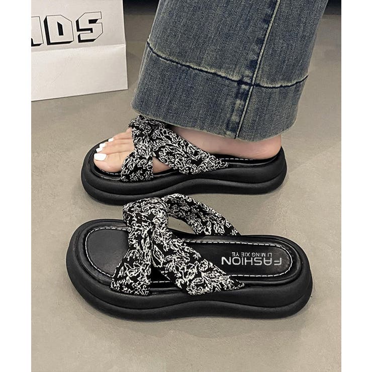 ドット柄クロスリボン厚底サンダル美脚脚長 | Miniministore | 詳細画像23 